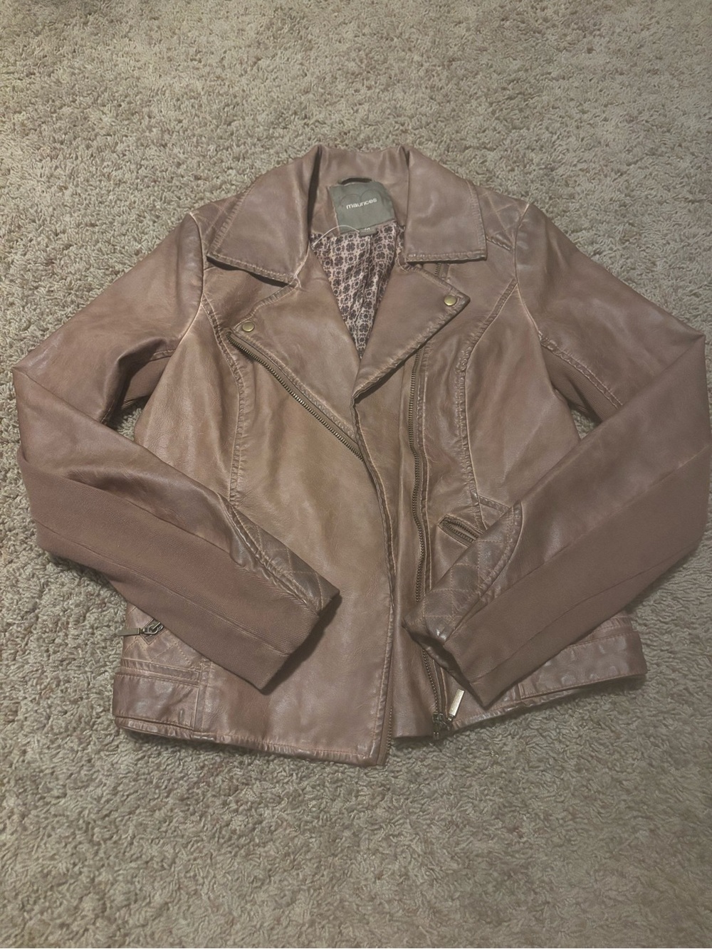 Maurices Brown Faux Leather Moto Jacket